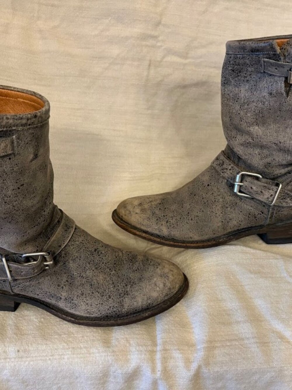 Miz Mooz Dorato distressed grey leather ankle boots. Size 9.